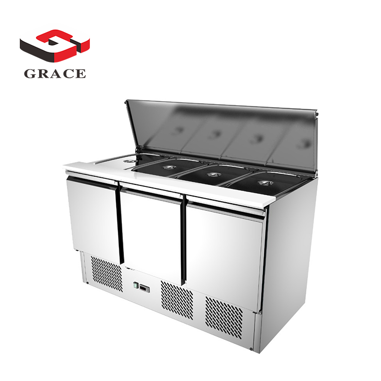 Refrigerated stainless steel salad bar