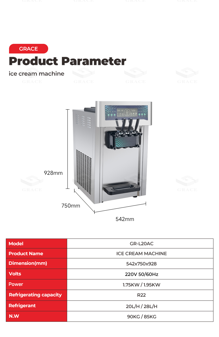 GR-L20AC Countertop ice cream machine
