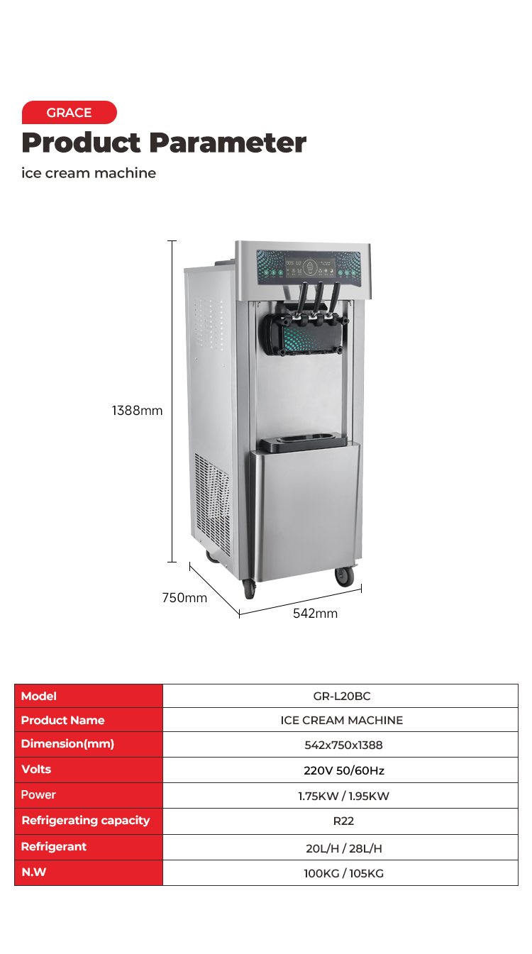 GR-L20BC Floor model ice cream machine