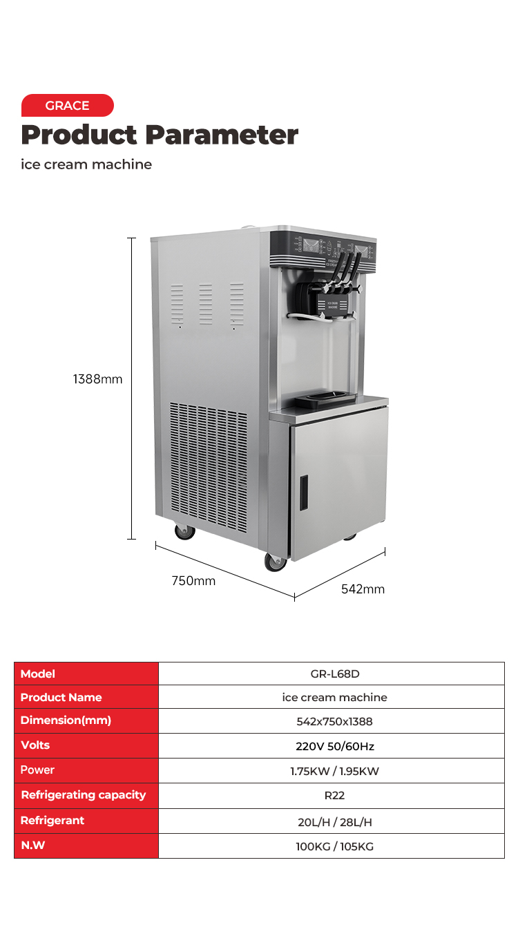 GRACE SUNDAE ICE CREAM MAKER dimension