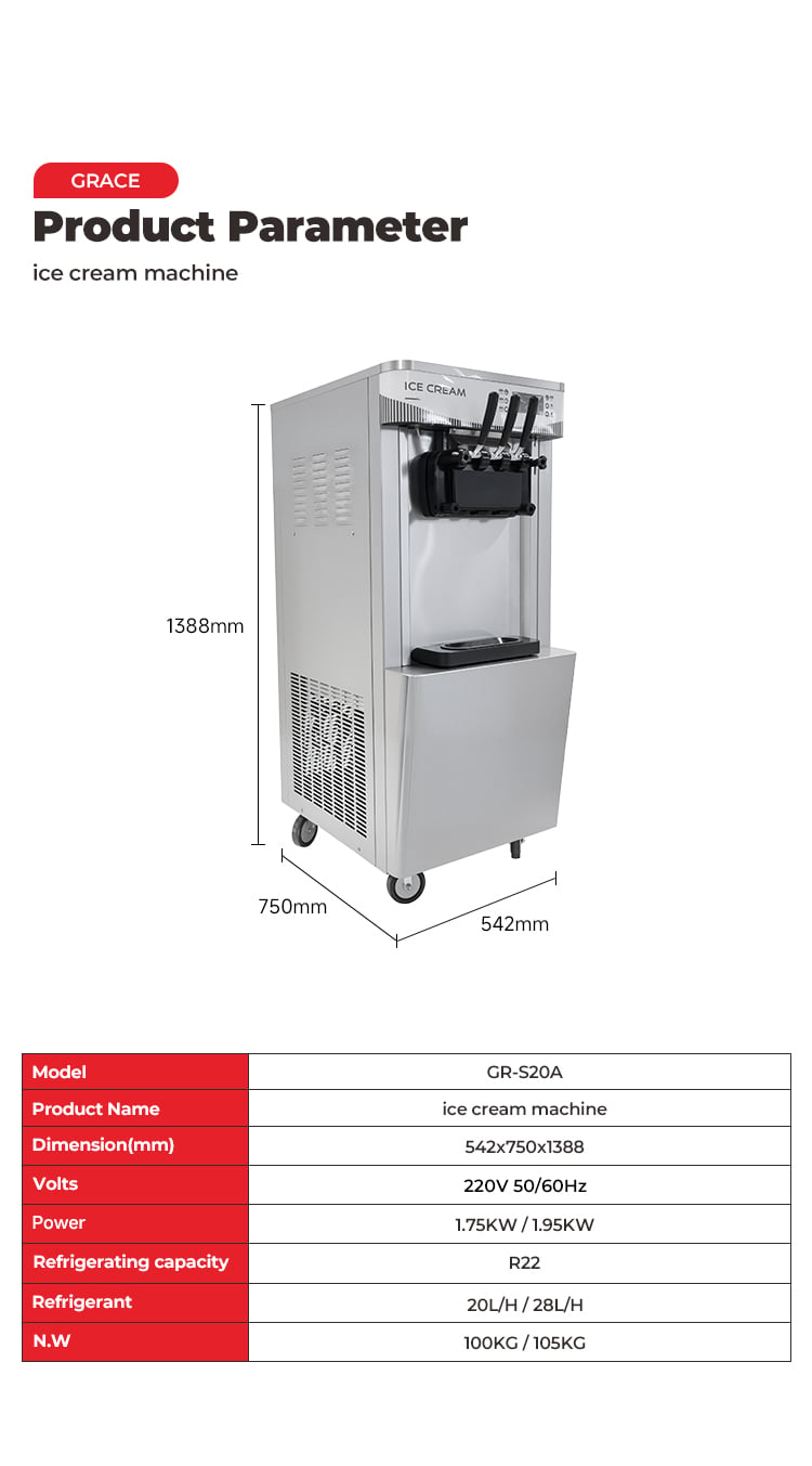 GR-S20A ice cream maker dimension