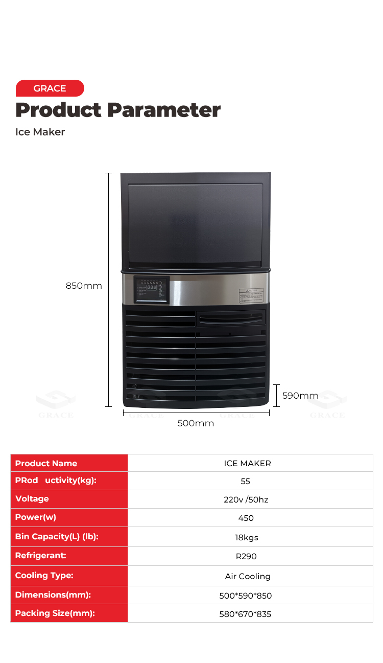 GR-120P commercial Ice Maker dimension