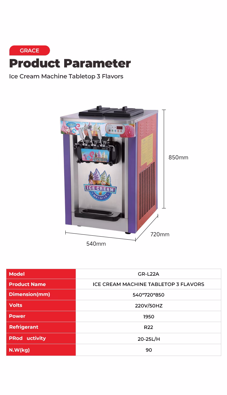 tabletop soft serve ice cream machine specifications