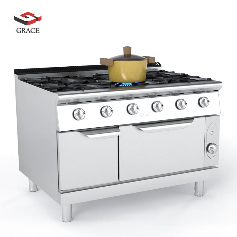 Six-Burner Gas Range with Integrated Oven