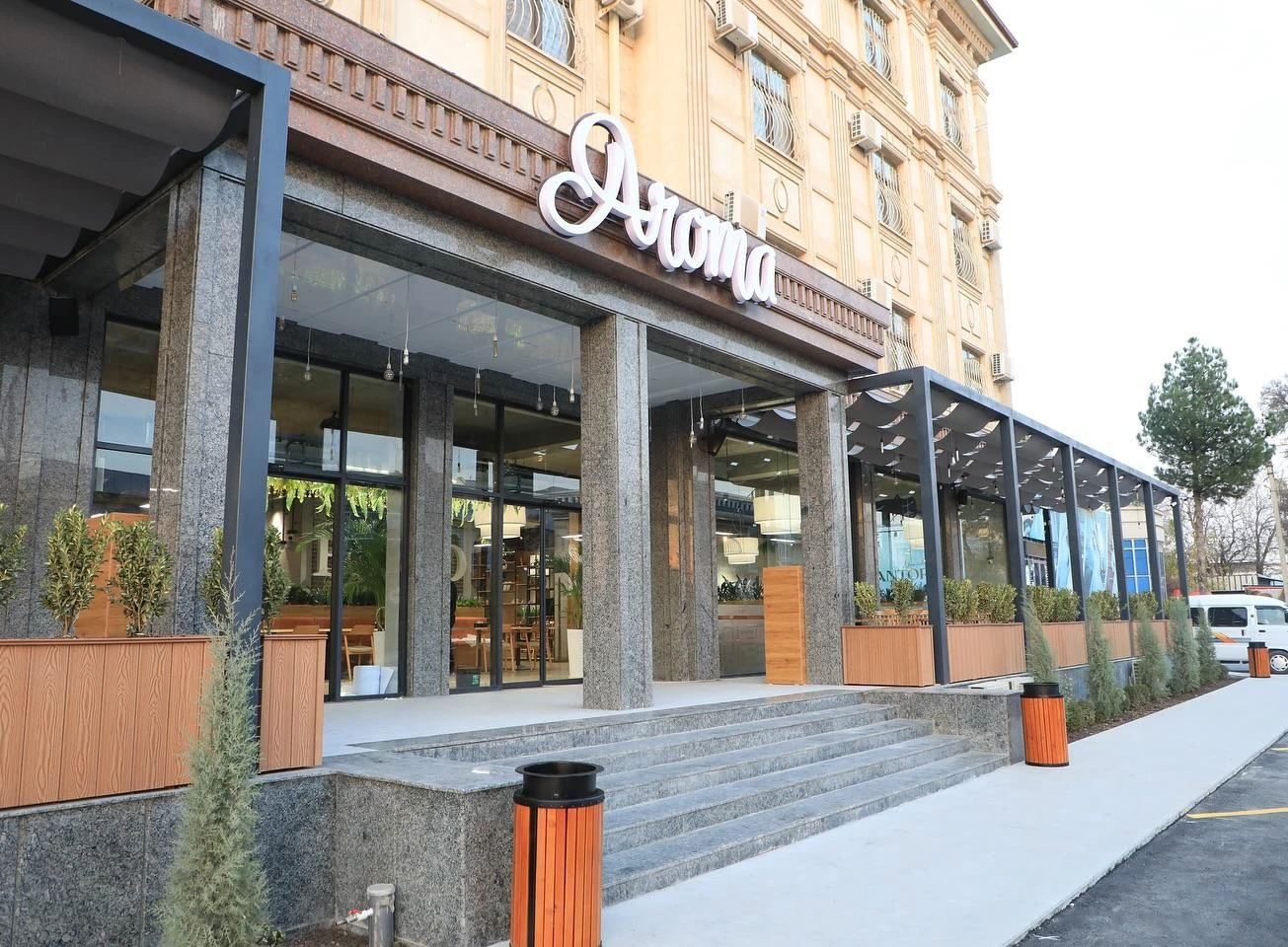 Aroma Bakery & Cafe exterior in Qarshi, Uzbekistan